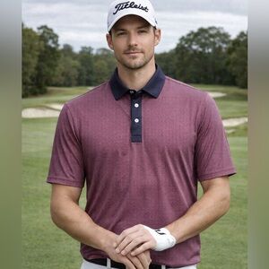 FootJoy Men's Maroon and Navy Polo Shirt (255)
